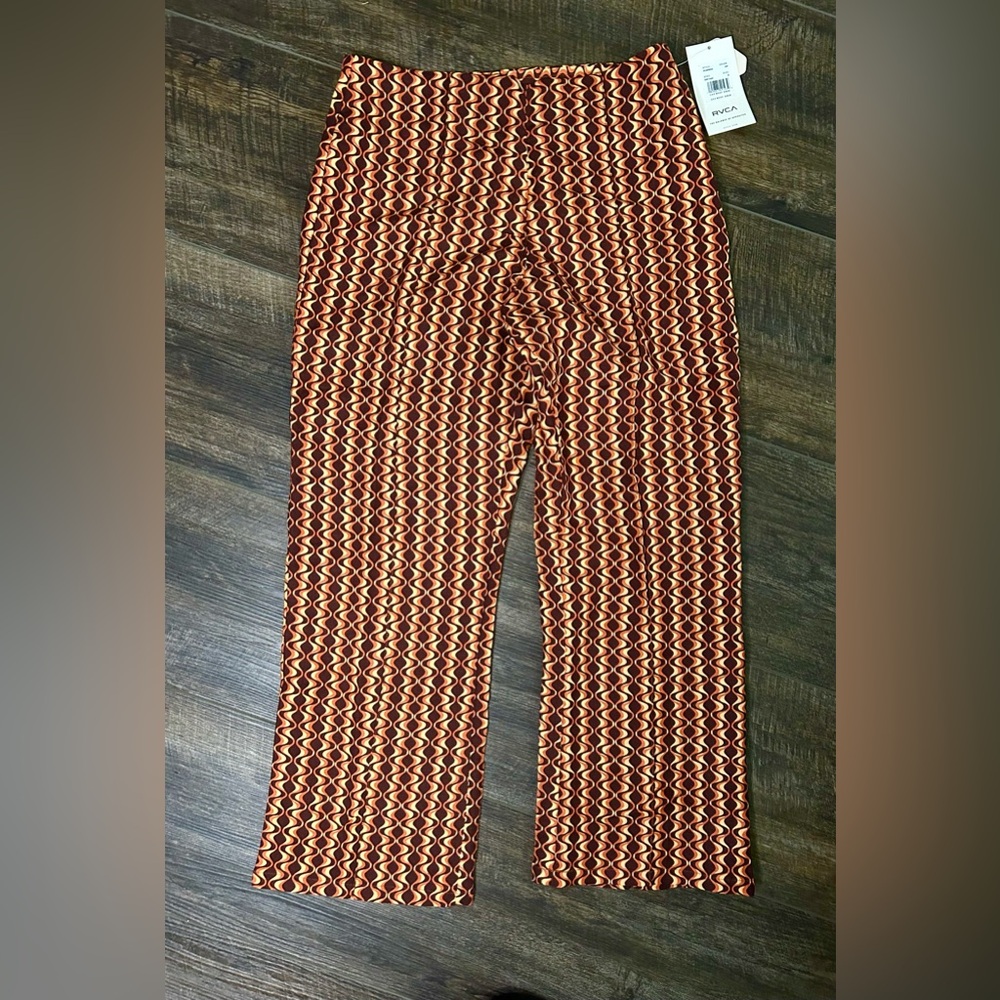 RVCA Red and Orange Geometric Wide-Leg Pants